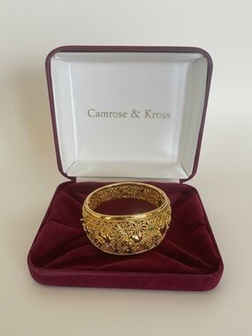 Camrose & Kross Gold Filigree Bangle Bracelet with Multicolor Accents 8x1